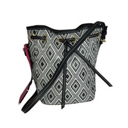 Estee Lauder Bucket Crossbody Purse | Black & White Woven