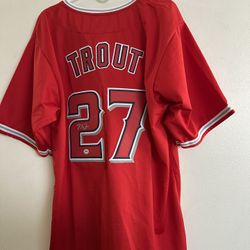 MIKE TROUT SIGNED LOS ANGELES ANGELS CUSTOM JERSEY - AUTOGRAPHED W/COA  XL - 641