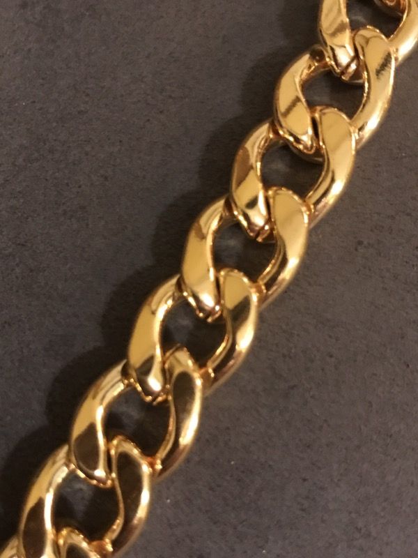 NEW 22" 11mm 18k yellow gold and durable stainless steel chain, necklaces