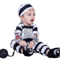 Baby Convict Prisoner Costume 6-12 Months / Disfraz Prisionero Bebe 6-12 meses