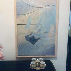 Large Abstract Framed Print Can Be Hung Vertically Or Horizontally