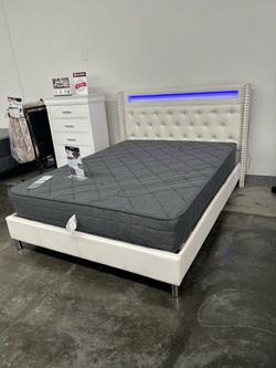 New Queen bed frame with mattress