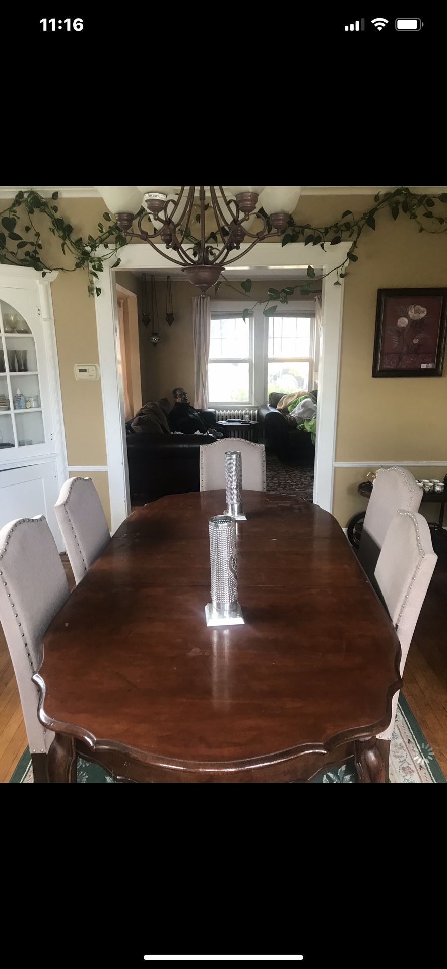 Dining table with five chairs Dining buffet table Coffee tray Plant. Pick up only cash only