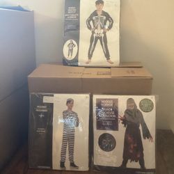 Halloween Costumes Skeleton, Prisoner, Hooded Horror All Brand New All Size 8-10