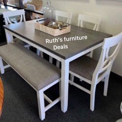 White & Gray 6-Pc Dining Set 