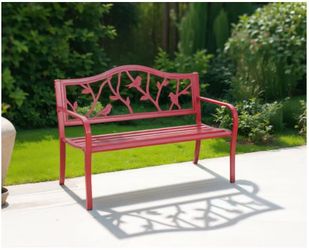 Red Metal Outdoor Garden Bench