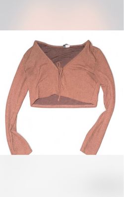 cropped brown tie front cardigan