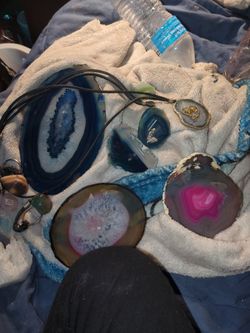 Agate crystals polished slices set