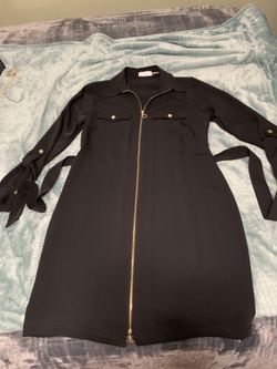 Black/gold dress with gold zipper