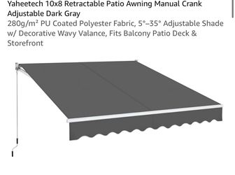 Yaheetech 10x8 Retractable Patio Awning Dark Gray