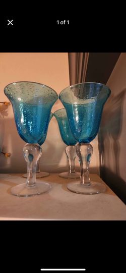 Crystal Wine Glasses - Blue (set of 4)