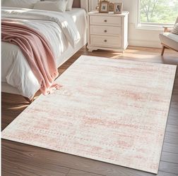 Washable rug pink and white  10’x 8’