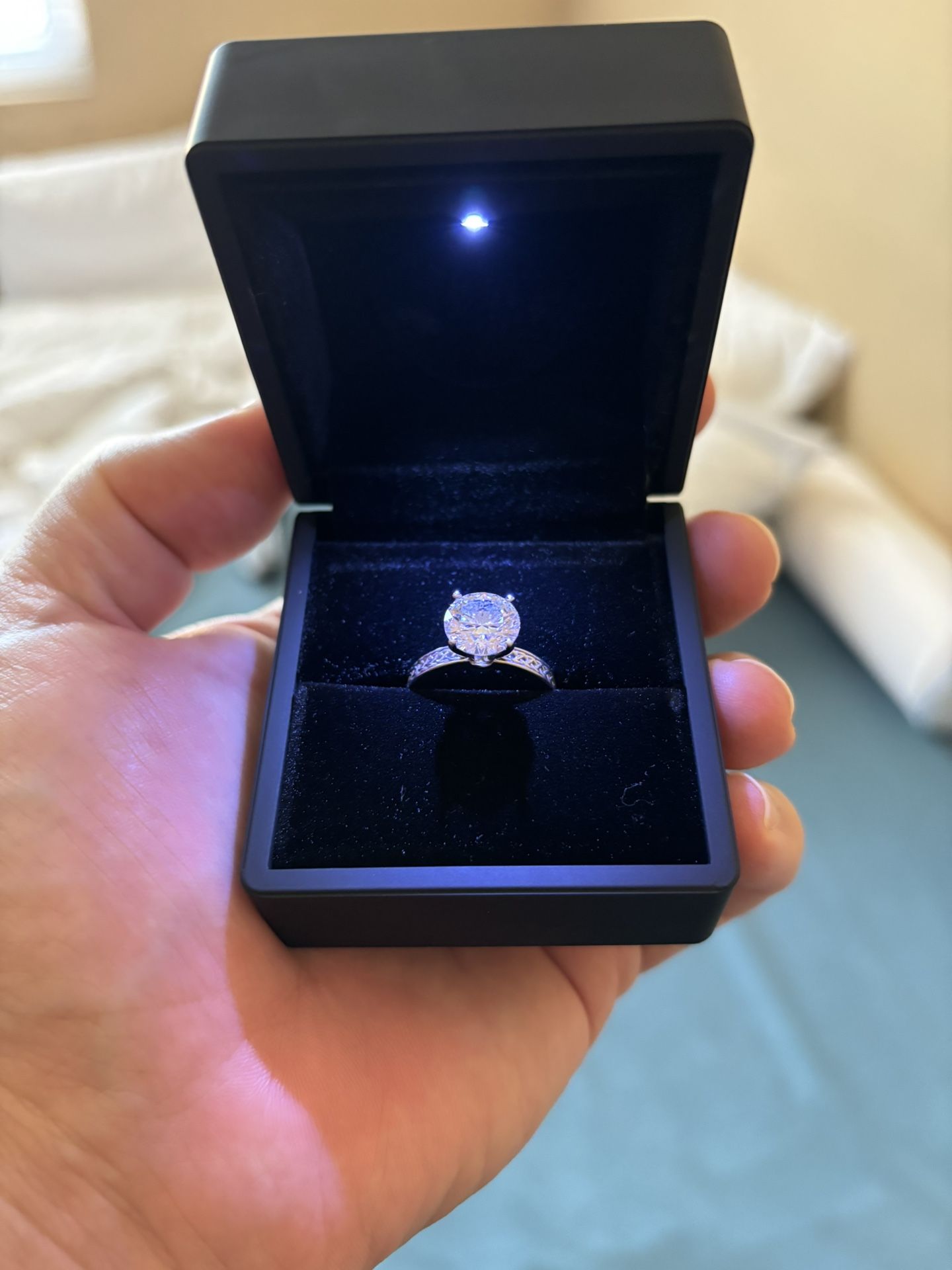 Lab Grown Diamond Solitaire Ring 3+ Carat White Gold