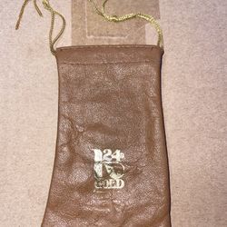 vintage 24 K gold little leather jewelry pouch 70’s 80’s