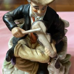 Old Man Playing His Violin Vintage Figurine Measure 8” Tall Base 6”