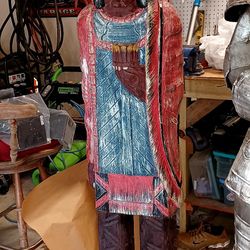 Vintage 5 Foot Original  Pine Wood Indian Cigar Store Display