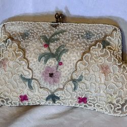 Vtg Beaded Silk Purse Made In Belgium For Bullock’s 