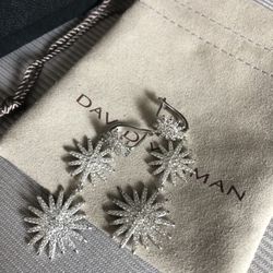 David Yurman Silver Sunflower Trio Earrings