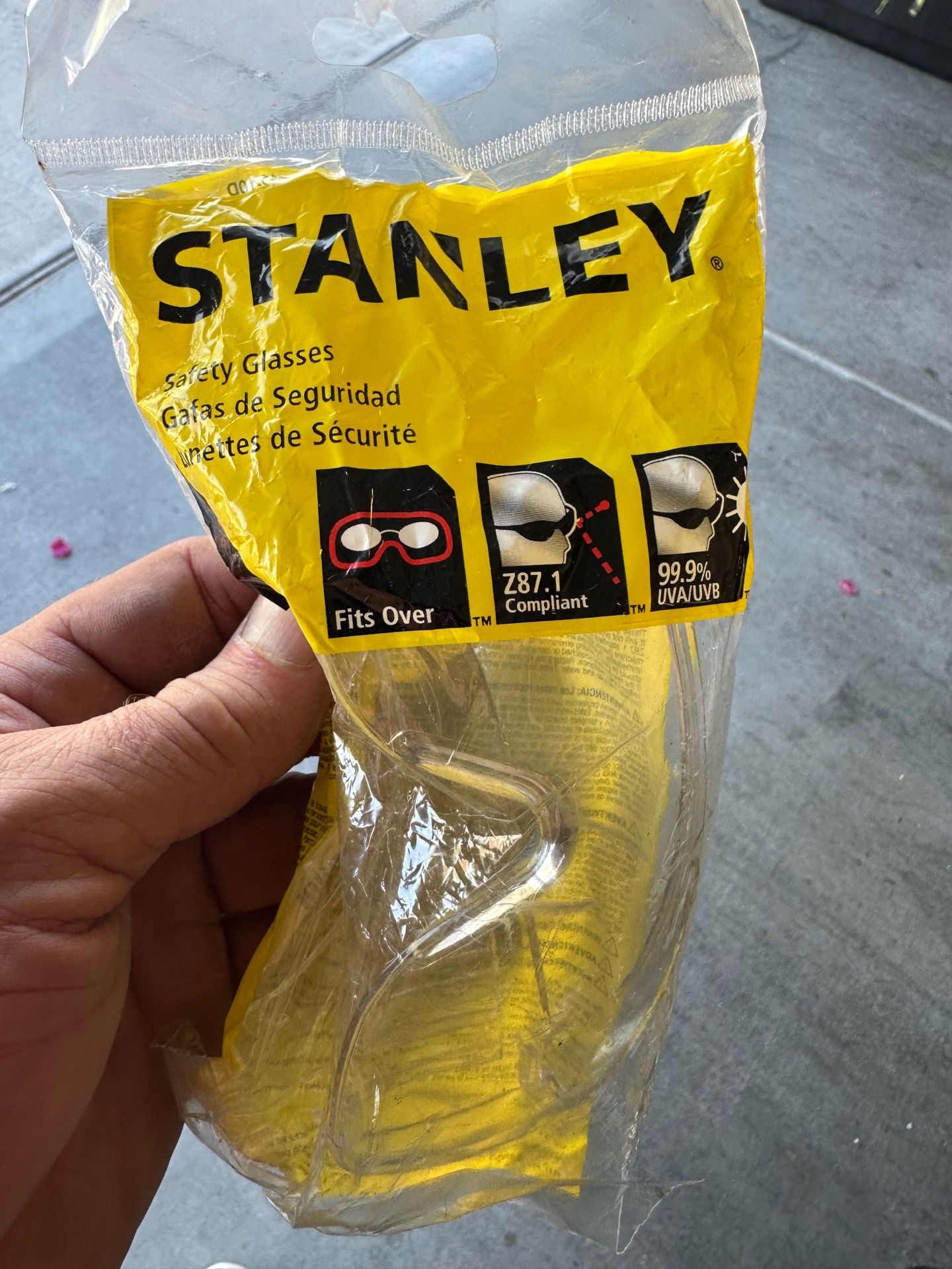 NEW Stanley "Fits Over" Safety Glasses - Z87.1 Compliant (Brand New in Pack)
