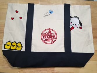 🐶💕 Pochacco Embroidered Trader Joe’s Canvas Tote Bag