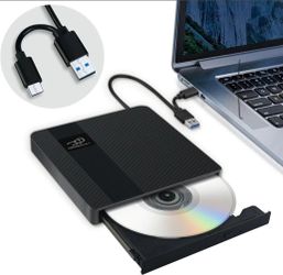 External CD/DVD Drive USB 3.0 & Type-C Slim Portable DVD