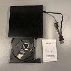 Roofull Universal External Slim DVDRW Drive with USB-A & Type-C Connectors