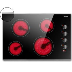 Karinear 30” Electric Ceramic Cooktop – 4 Burners, Dual Zone, Black Glass