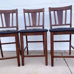 Solid Wood Height Chairs Stools Brown Color Great Condition 