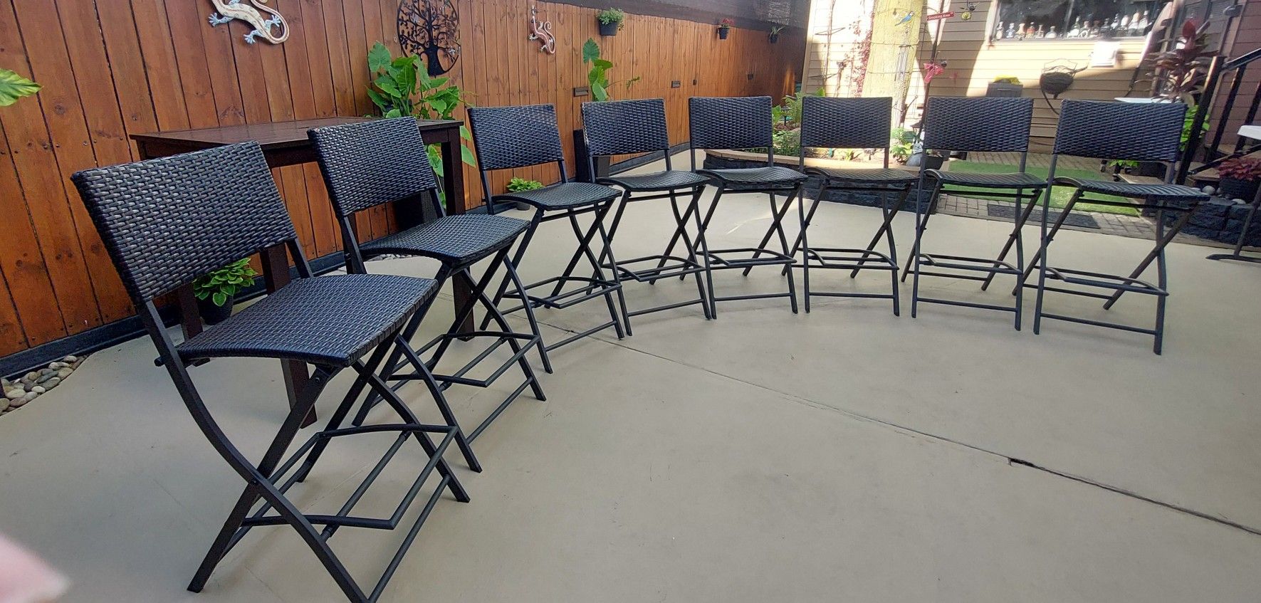 Wicker Foldable Bar Stools Faux Rattan #8