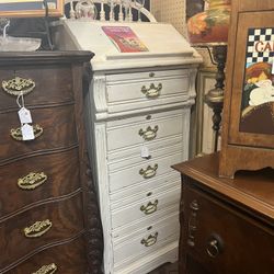 Aged White Lingerie Chest and Nightstand
