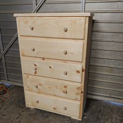 5 Drawer Chest Dresser Solid Pine Wood || Cajonera de 5 Gaveta Cajones de Madera Solida