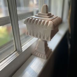 PINK Antique Milk Glass Wedding Dish w/ Lid