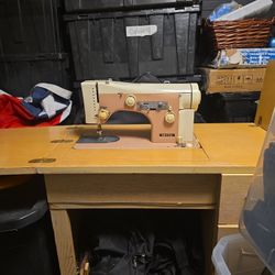 Necchi Sewing Machine W/ Table And 3 Drawers