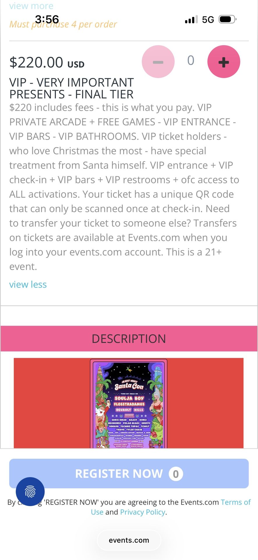 4 VIP Almost Nakey Santacon Tickets