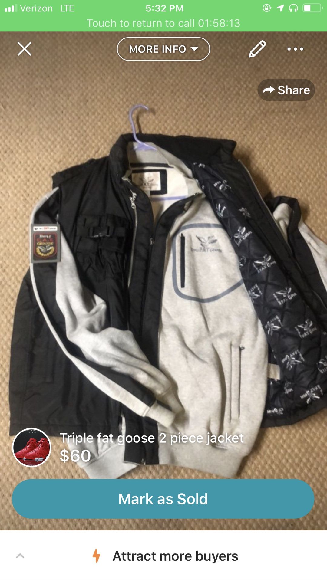 Triple fat goose 2 piece jacket