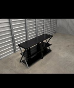 Black 3-Tier TV Stand with Metal Frame