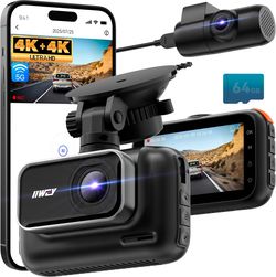 Dual 4K Dash Cam Front and Rear, 5G WiFi HDR Night Vision, 24H Parking Mode