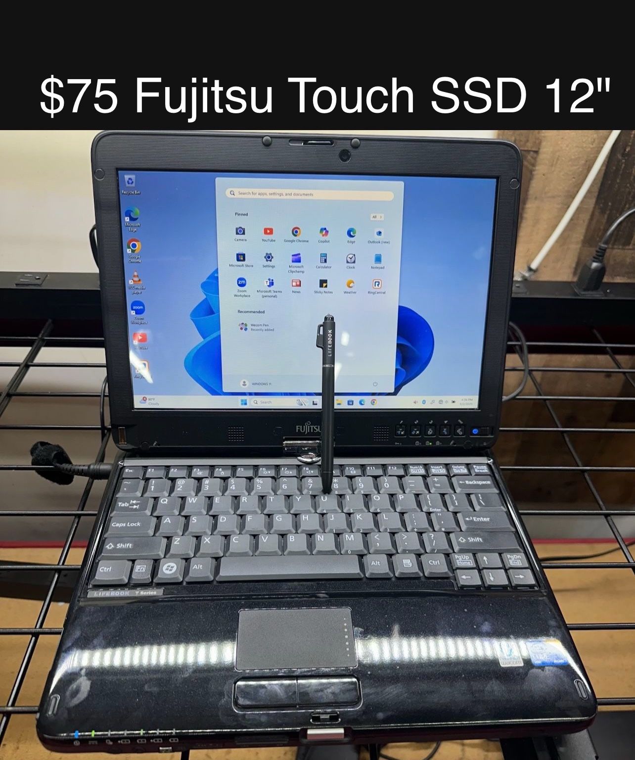 Fujitsu Touchscreen Convertible Laptop 12” SSD Windows 11 Includes Charger, Good Battery