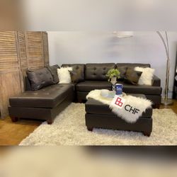 3 Pc Livingroom sectional sofa with ottoman 