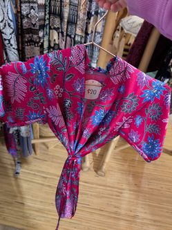 Pink Floral Print Kimono Wrap Robe