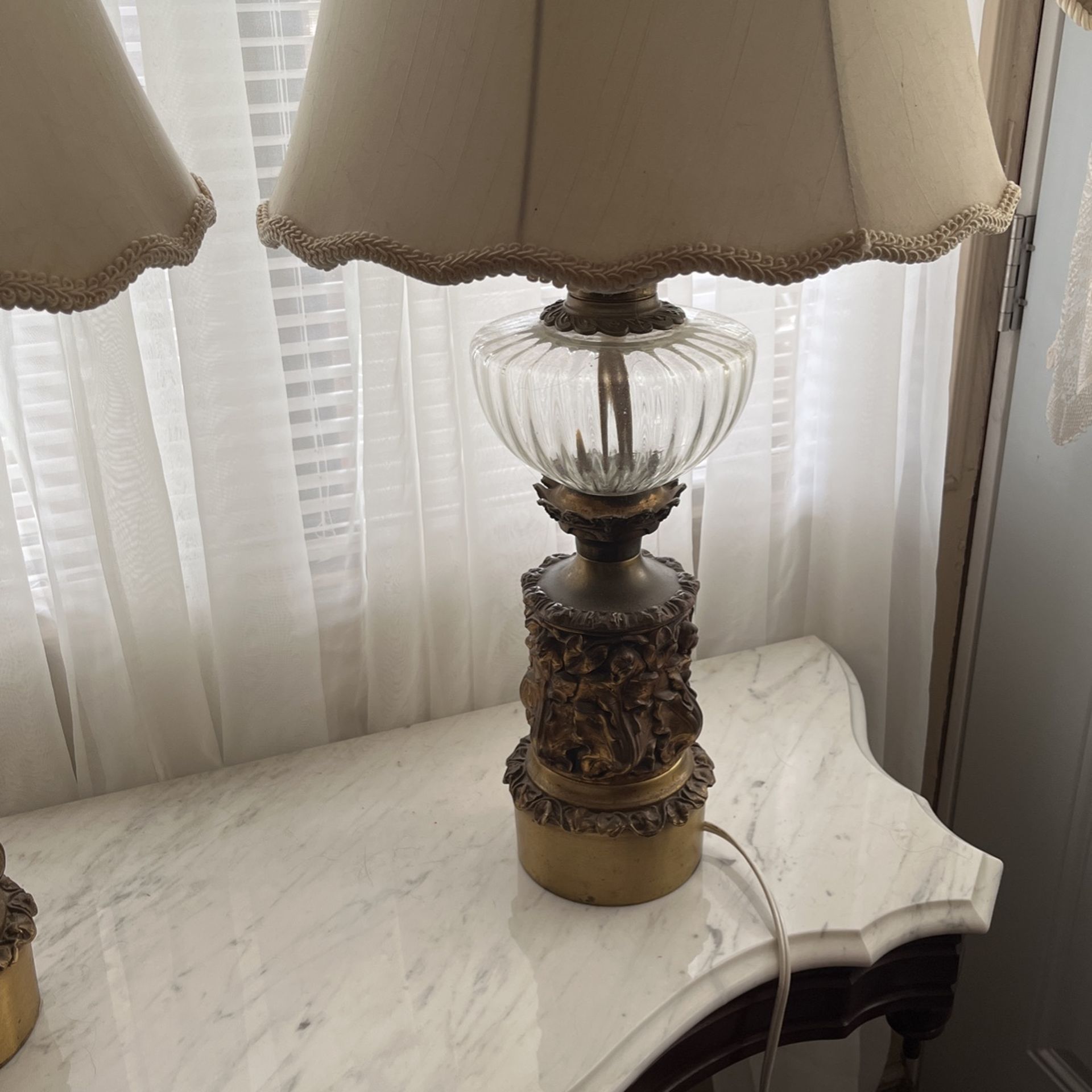 Brass and crystal lamps