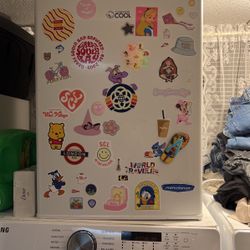 Mini Fridge Has Stickers On Front