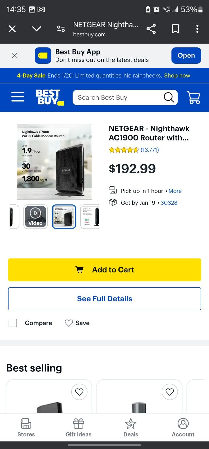 Netgear C7000v2 Wifi Cable Modem Router