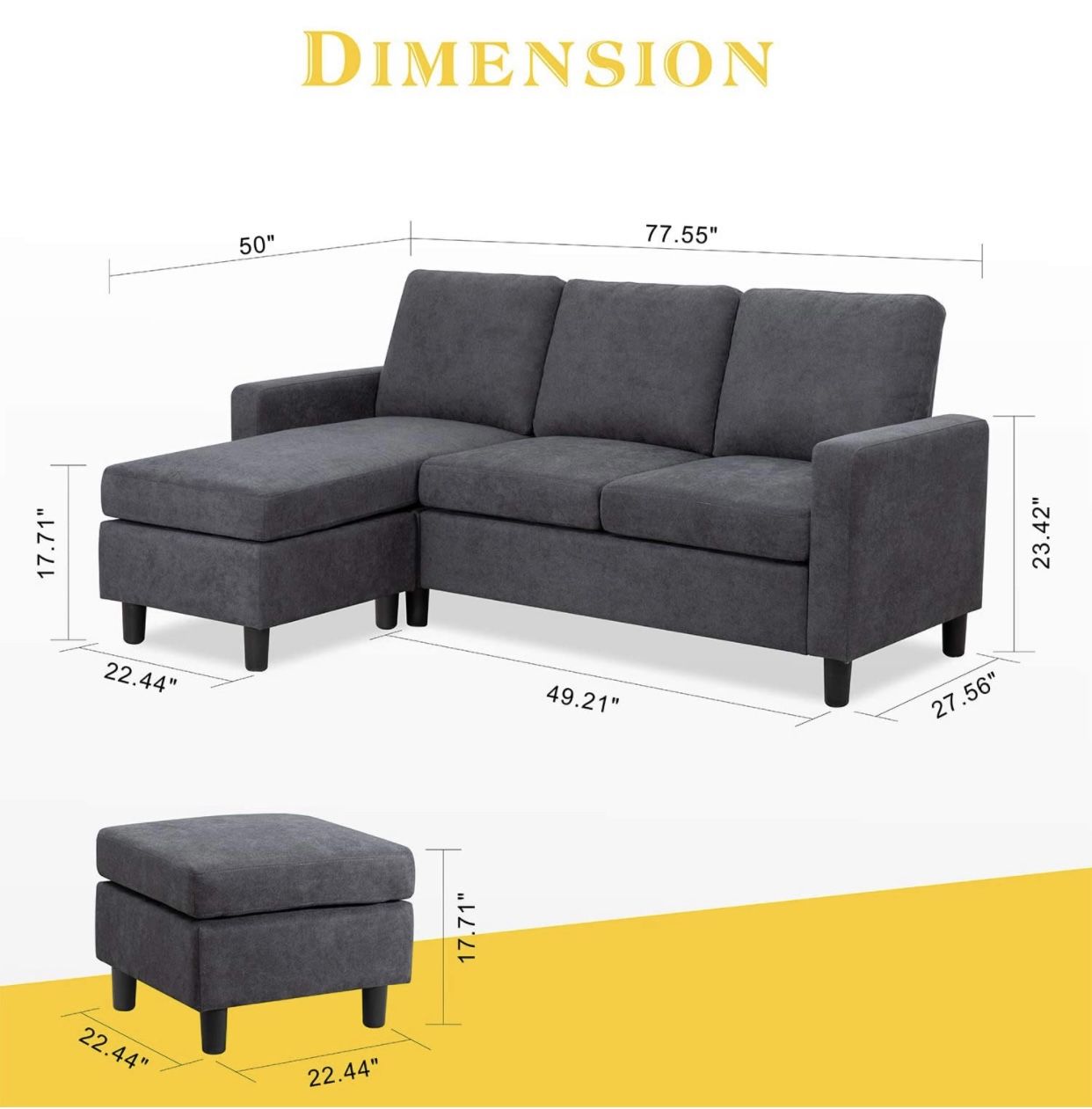 SALE! NEW DARK GREY SECTIONAL SOFA