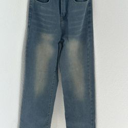 Vintage Wash High-Waisted Straight Leg Jeans