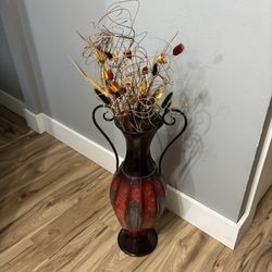 Metal Vase + Flowers 