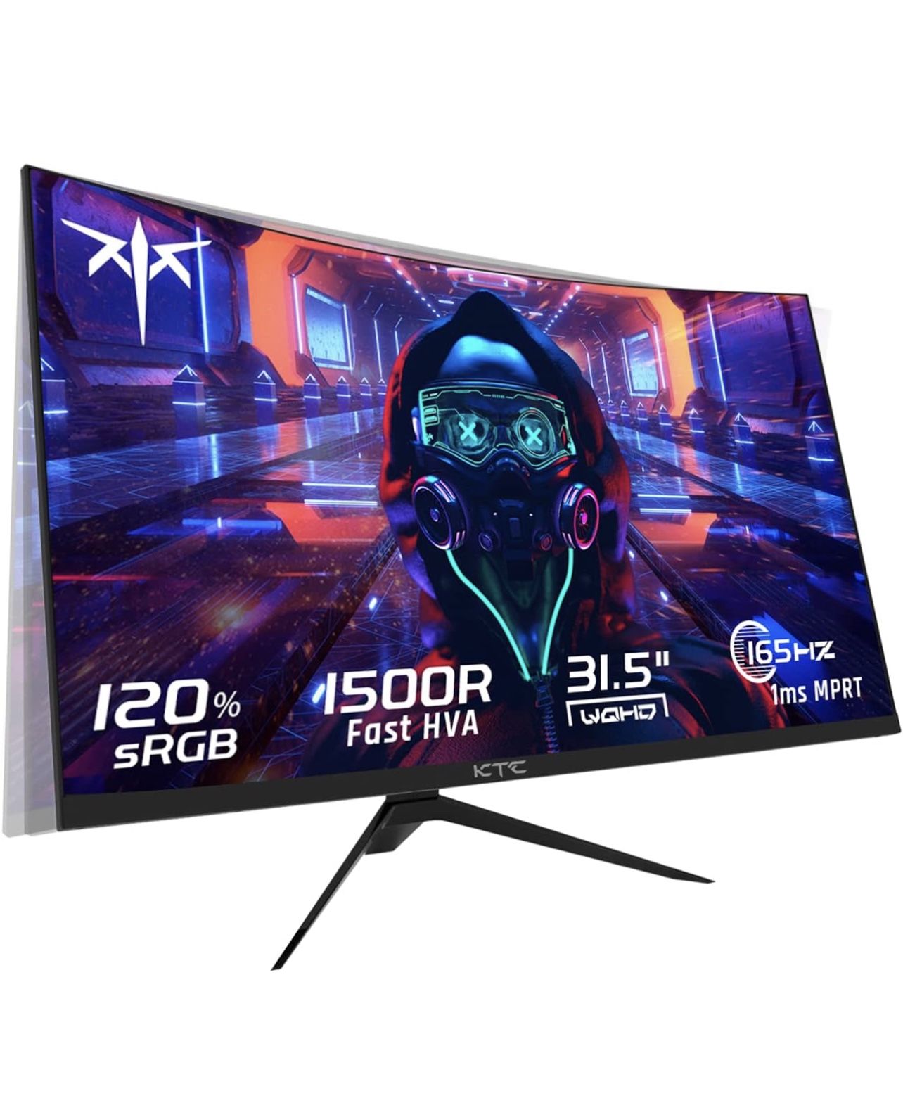 KTC 32 inch Curved Gaming Monitor, 2K 165Hz Monitor, 1440P 144Hz Monitor, 1500R Frameless, 1ms, HDR, FreeSync Premium, DisplayPort/HDMI/USB, VESA Wall