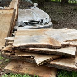 Pile Of Bigger Short Redwood Slabs