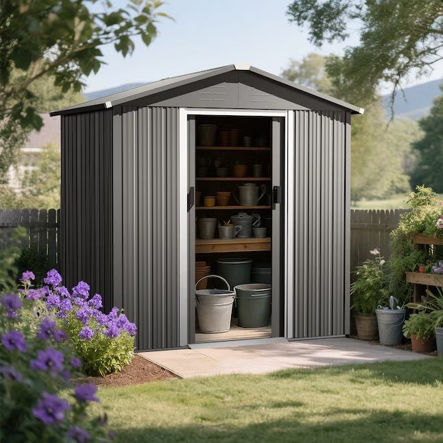 NEW! NUU GARDEN 1PC Galvanized Sheet Tool Room/Storage Shed