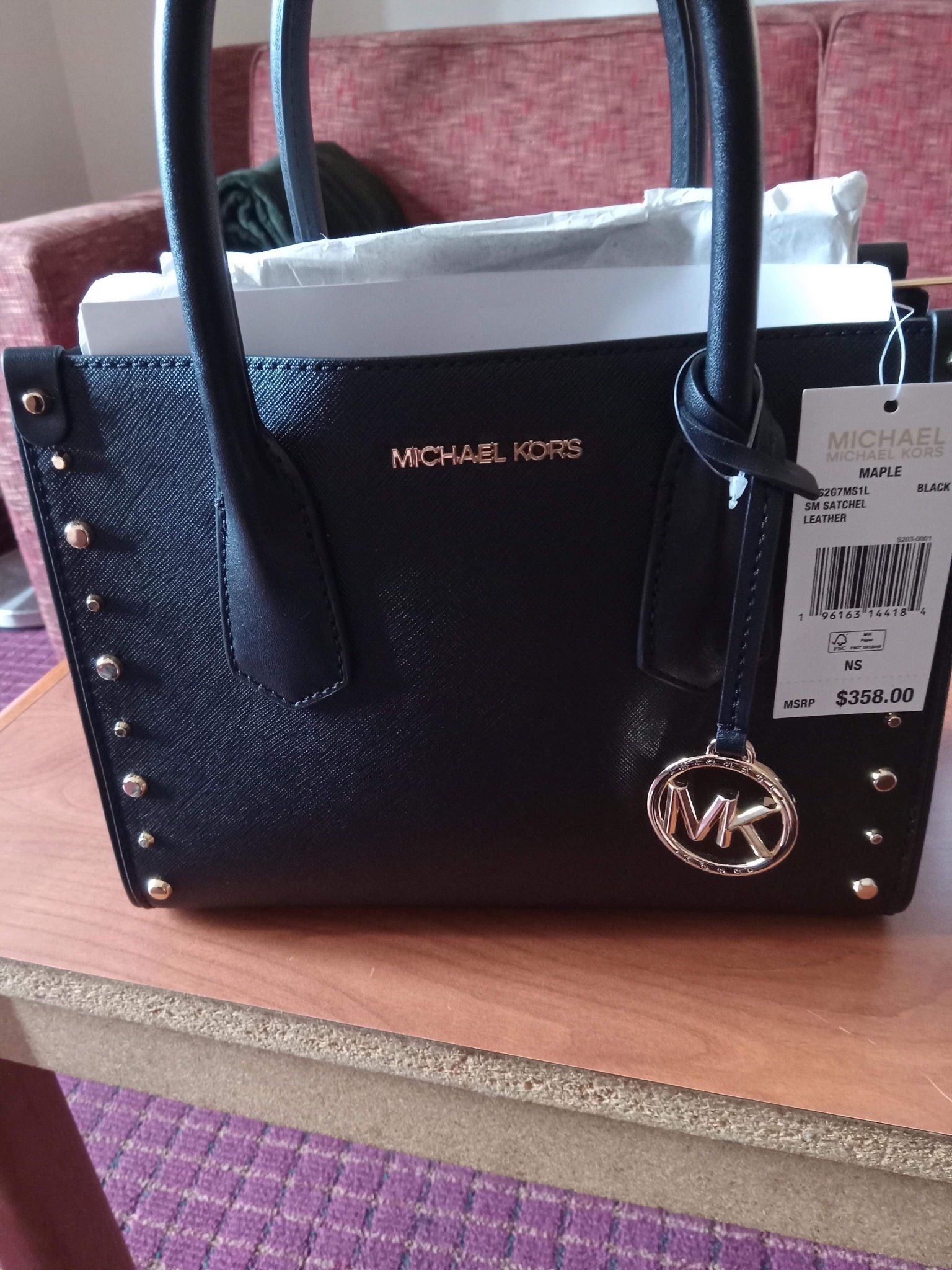 Michael Kors Small Satchel Saffiano Leather (Fuschia)